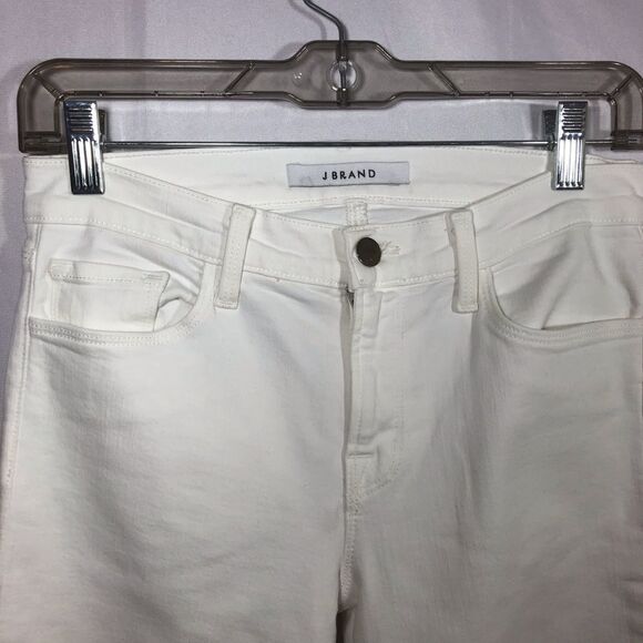 J. Brand Distressed White Jeans with Frayed Hems - Picture 4 of 11